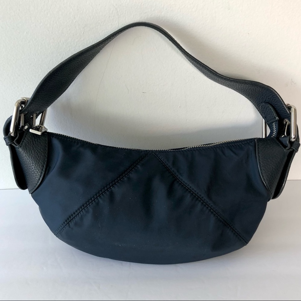 Furla Nylon & Leather Zip Top Hobo Bag